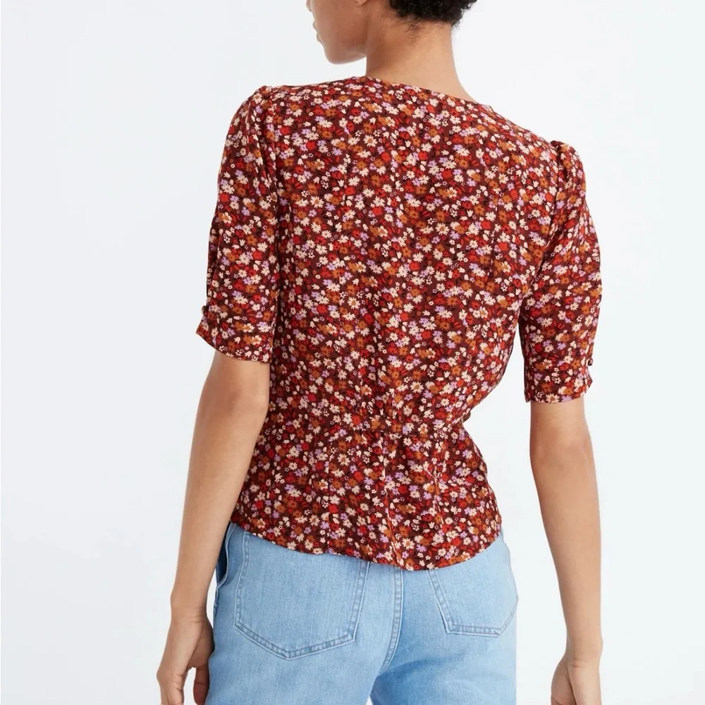 MADEWELL Silk Daylight Top 🌸 “Spring Prairie” 🌸 Vintage Ditsy Floral Print 14 🌸 - Picture 6 of 12